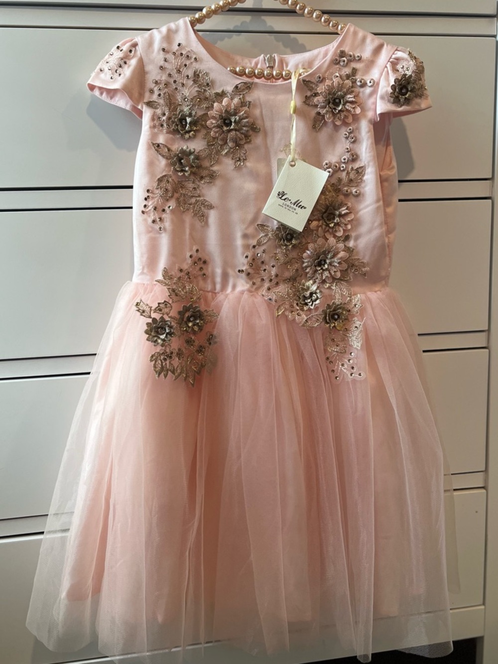 Le-Mu Formal Heirloom Flower Girl Wedding Dress